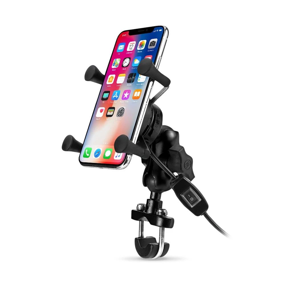 Teléfono QC3.0 para motocicleta, cargador inalámbrico de carga rápida Qi, USB, 9-30v, soporte de rotación 360, manillar de bicicleta y motocicleta