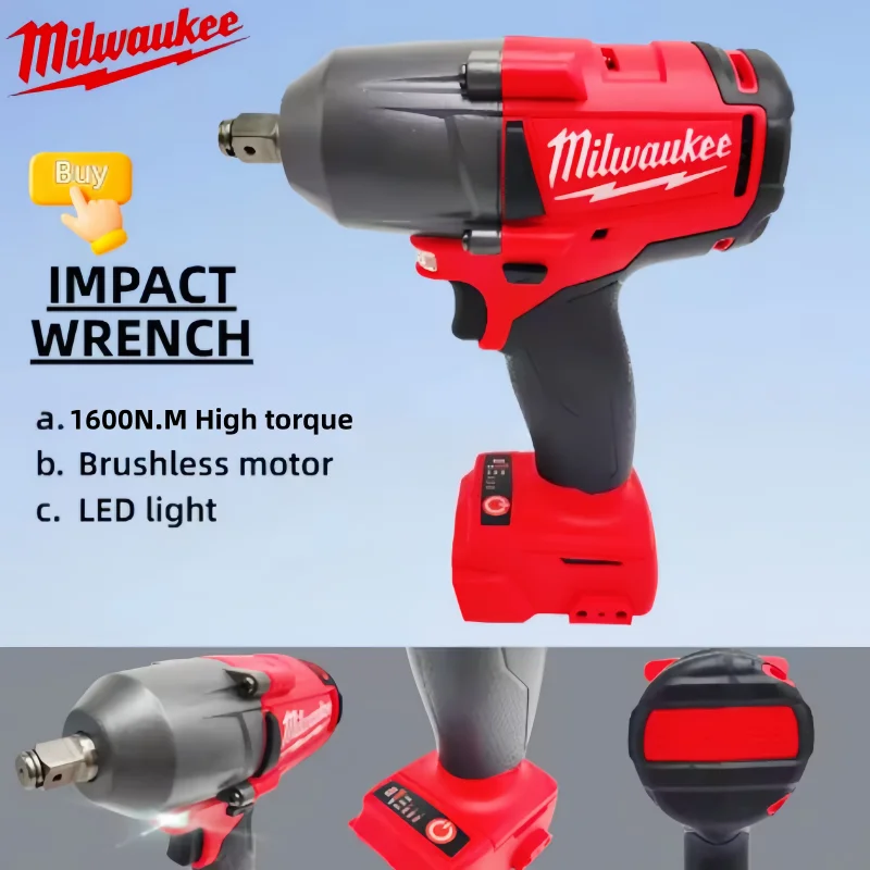 

Milwaukee 1600N.M Cordless Electric WrenchLarge Torque Brushless Impact Wrench Car Truck Repair Power Tools For 18V Battery pin