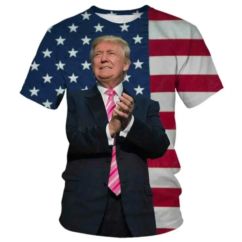 2024 New Funny Us President Donald Trump Printed Men\'S T-Shirt 3D Popular Street Wear Summer Short Sleeve T Shirt Children\'S Top