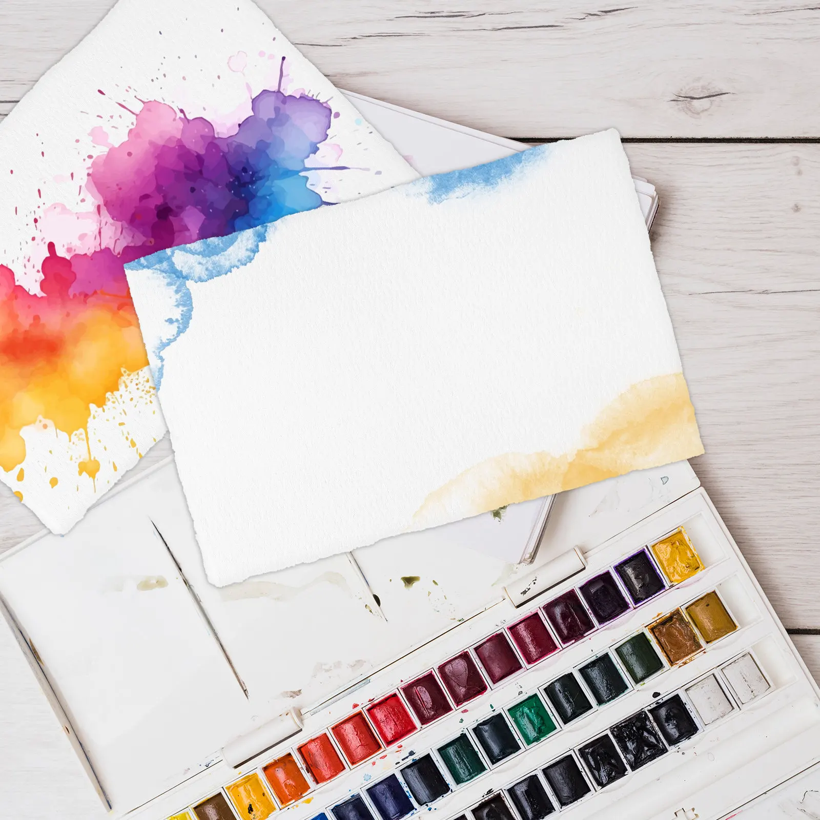 25Sheets Watercolor Paper Cold Press Rough Texture Deckle Edge Thick Sturdy for Watercolor Painting Sketching Card Making