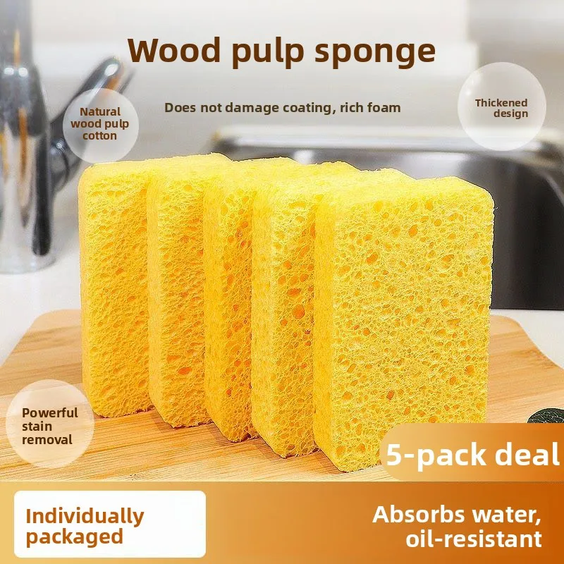 

Magic Sponge Scrubber l Cotton Diwaing Cloth Kitchen Cleaning Tool Pot Scrubber Thiened Wood Pulp Sponge