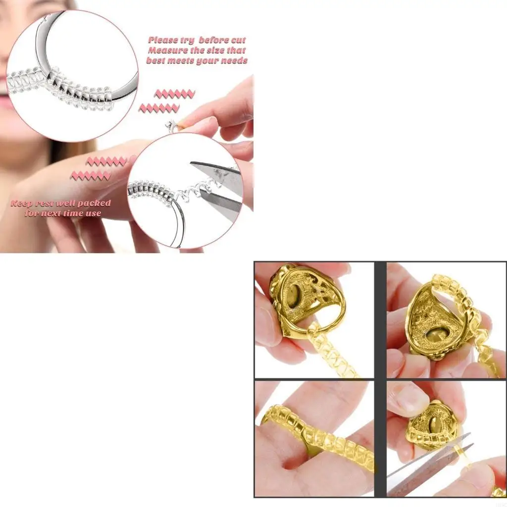 195C 8Pieces Ring Size Adjuster for Loose Ring Clear Plastic Ring Guards Clip Women