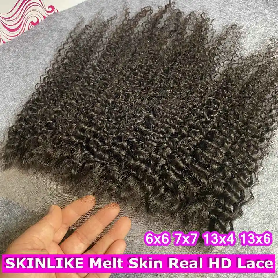 

Deep Curly 13x4 13x6 HD Lace Frontal Only Pre plucked Natural Hairline 5x5 6x6 7x7 Invisible HD Lace Closure Only Brazilian