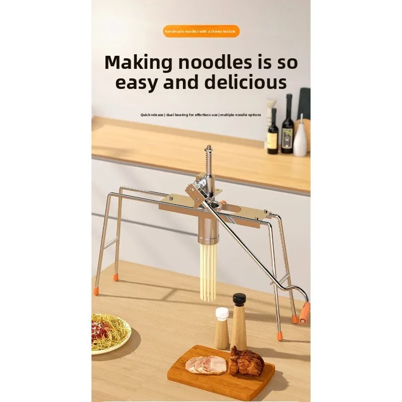 Double-bearing household manual dough sheeter, noodle sheeting machine, stainless steel dough sheeter