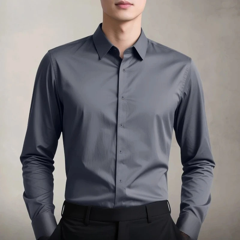 Men's Long Sleeve Rayon White Shirt Autumn/Winter Premium Casual Business Dress Shirt Professional Formal Shirts