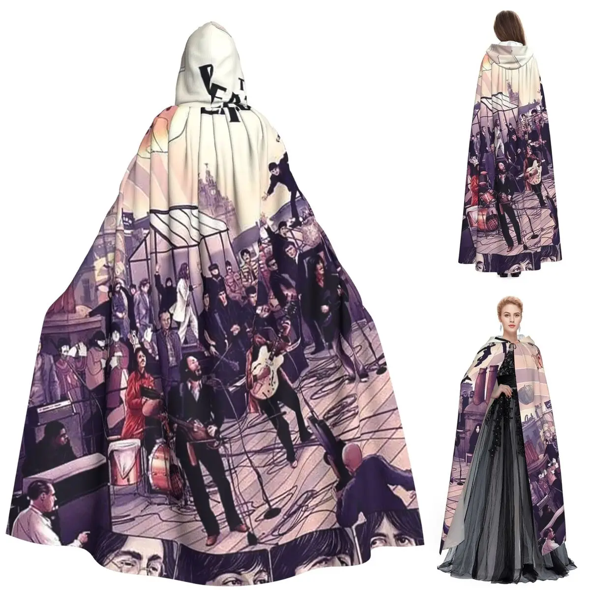 

Длинный плащ с капюшоном Beatle Submarine, средневековый костюм ведьмы, накидка для косплея, накидка на Хэллоуин, вампир, для взрослых, унисекс