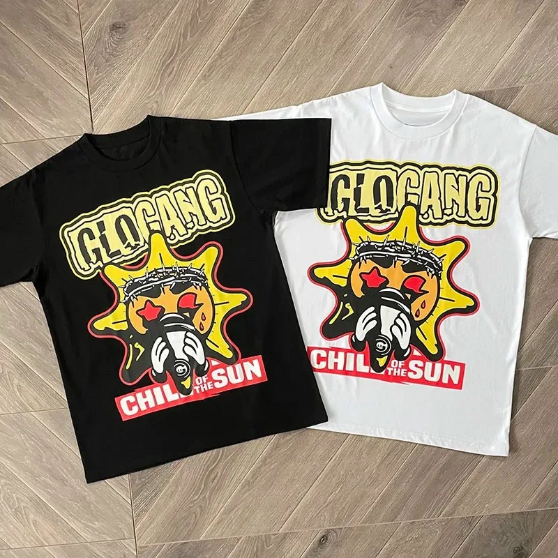 High-quality Summer Short-sleeved Men's Glo Gang Boyz Worldwide Tee Drinks Cartoon Men's Women's Cotton Short-sleeved T-shirts