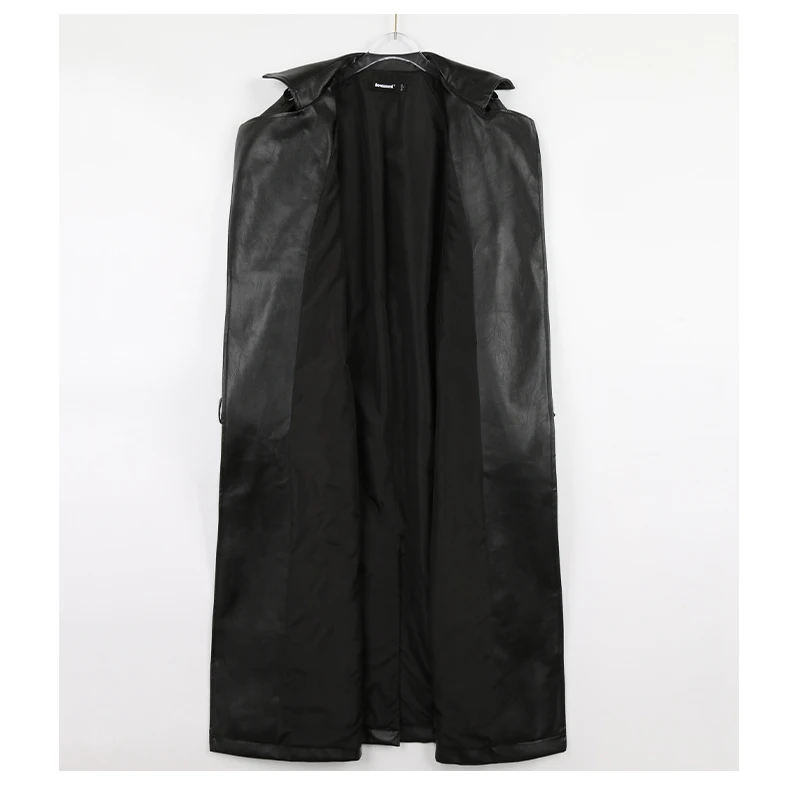 Mauroicardi Spring Autumn Black Long Soft Pu Leather Trench Coat for Women Sashes Loose Casual White Waterproof Overcoat 2025