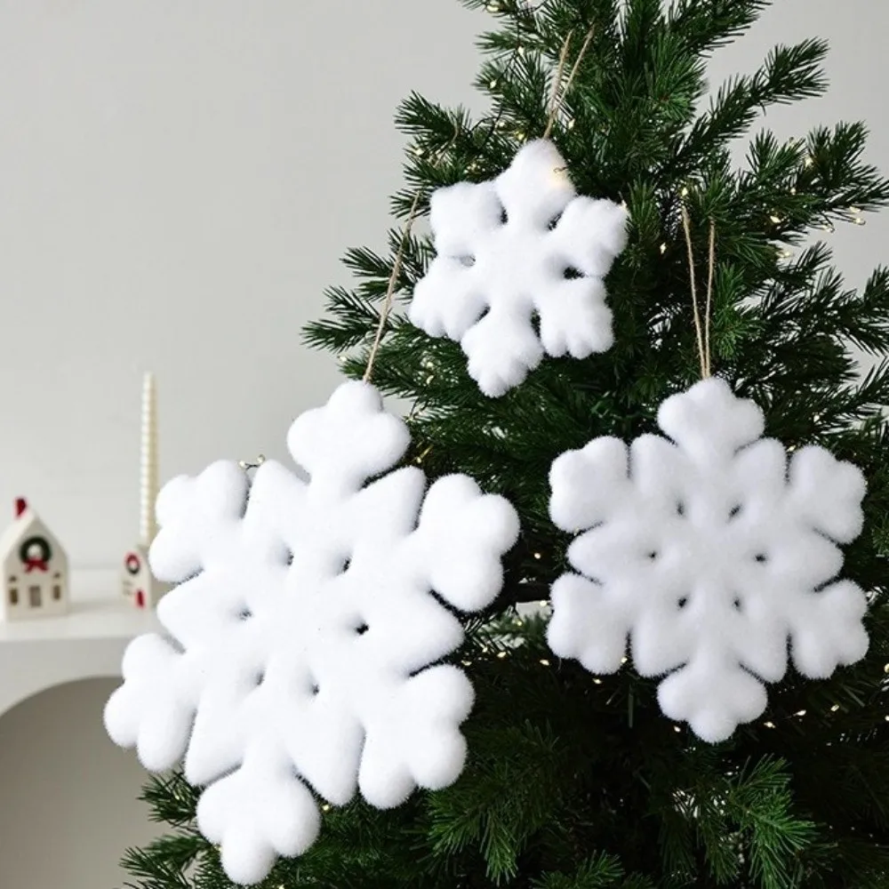 White Christmas Snowflake Pendant Flocking Simulation Artificial Christmas Snowflake Realistic Christmas Tree Decoration