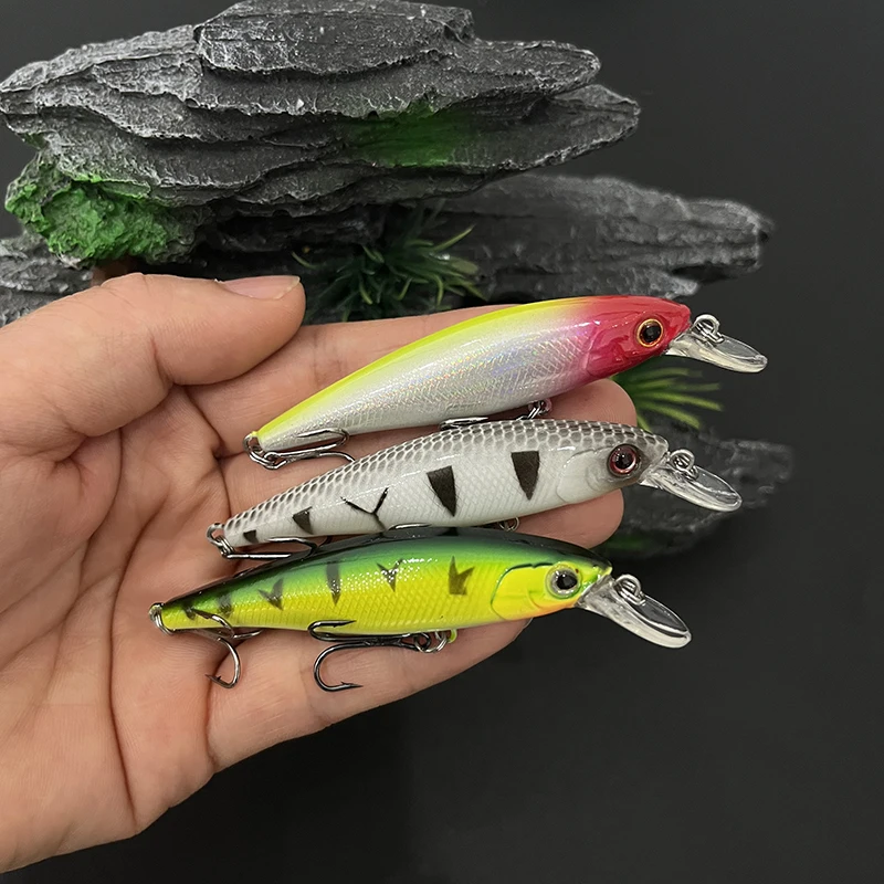 77mm 6g Slow Sinking Minnow Fishing Lures Saltwater Freshwater Artificial Bait for Pike Bass Musky Striped Bass Predator Tackle