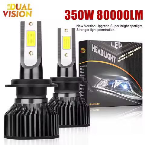 Dualvision H4 LED H7 H11 Car Headlight Bulbs 350W High Power H1 H3 H8 9005 HB3 9006 HB4 9012 HIR2 Turbo Lamp 6000K Car Light 12V