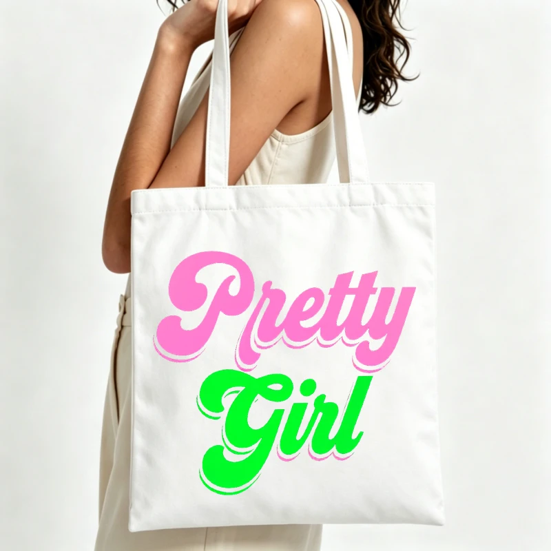 Women's typography print canvas tote bag, retro style for casual daily use and summer outings