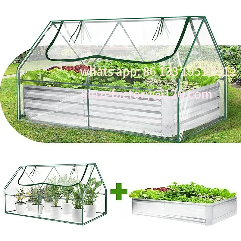 

Customizable Outdoor Gardening Planting Box Metal Galvanized Sheet Garden Bed with Canopy Vegetable Frame