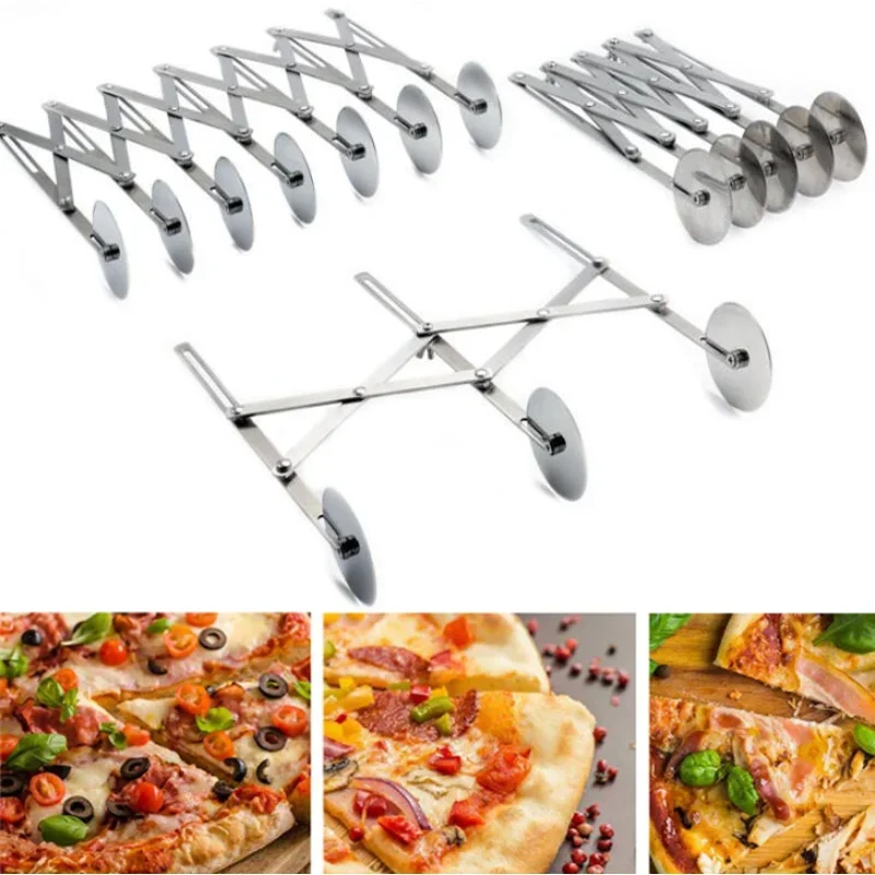 3/5/7 Wheels Cutter Dough Divider Side Pasta Flexible Roller Blade Pizza Pastry Peeler Stainless Steel Bakeware Tools