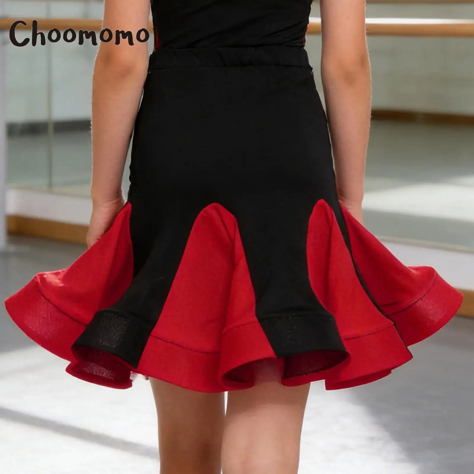 Kids Girls Latin Dance Costume Elastic Waistband Ruffle Skirt/Pantskirt Salsa Tango Samba Ballroom Dance Performance Competition