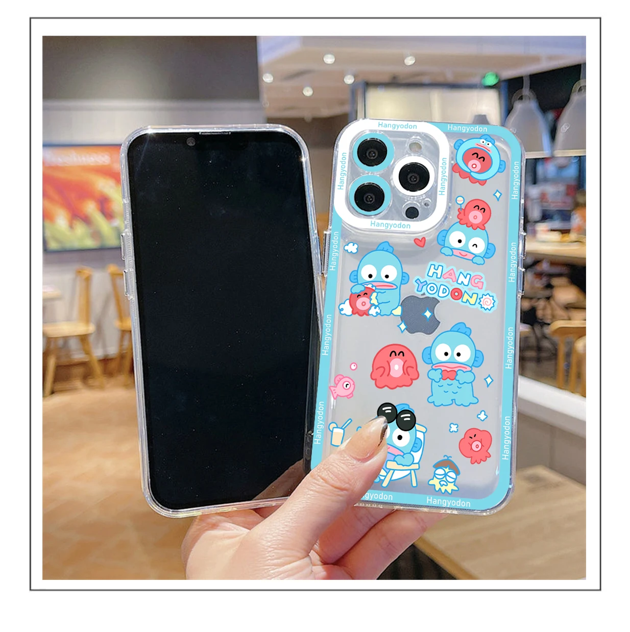 Cute sanrioes octopus Hangyodon Phone Case For iPhone 15 14 13 12 11 Mini Pro Max X XR XSMax 6S 7 8 Plus SE20 Transparent Cover