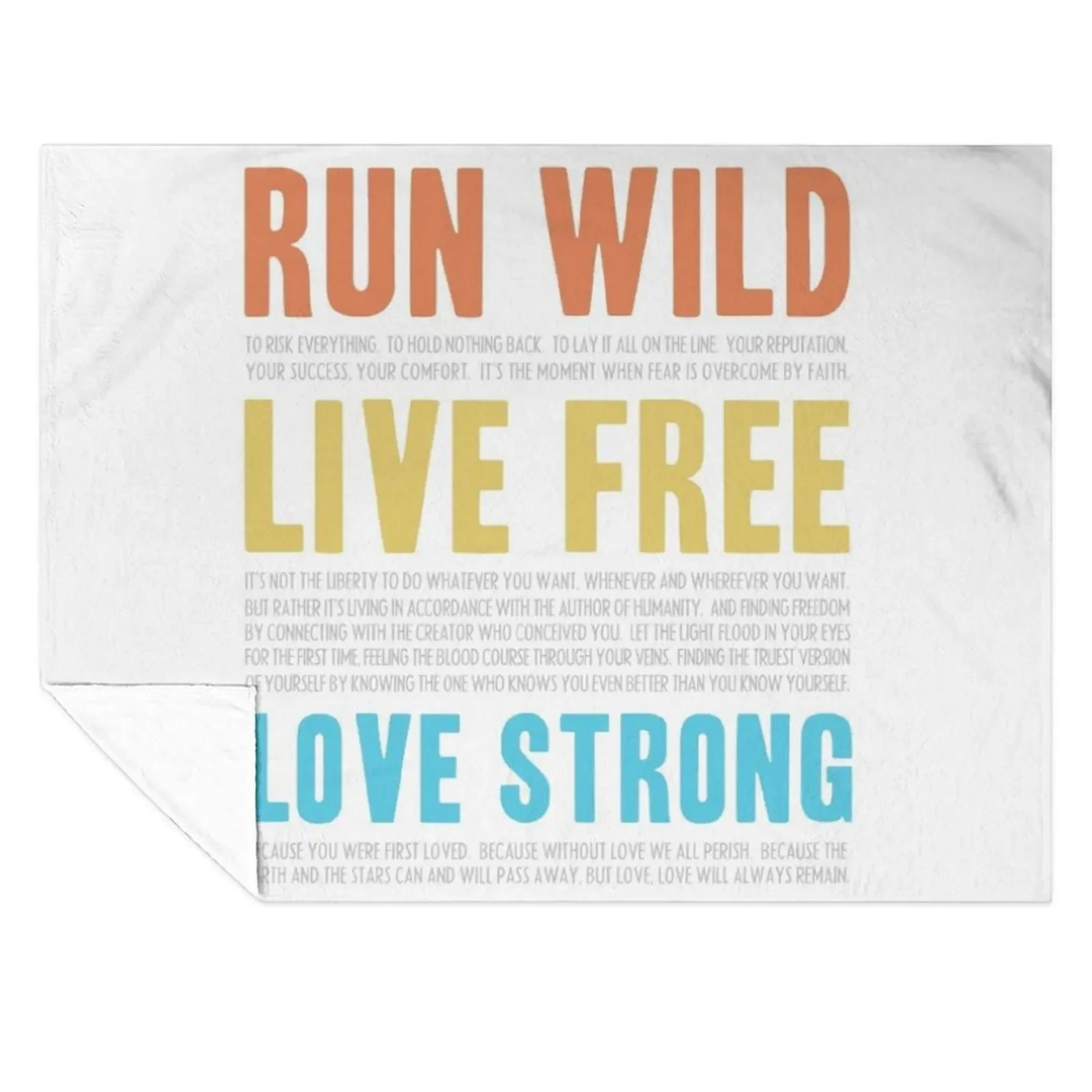 

Run Wild. Live Free. Love Strong. (Reprise) Throw Blanket Extra Large Throw Retros Camping Luxury Designer Blankets