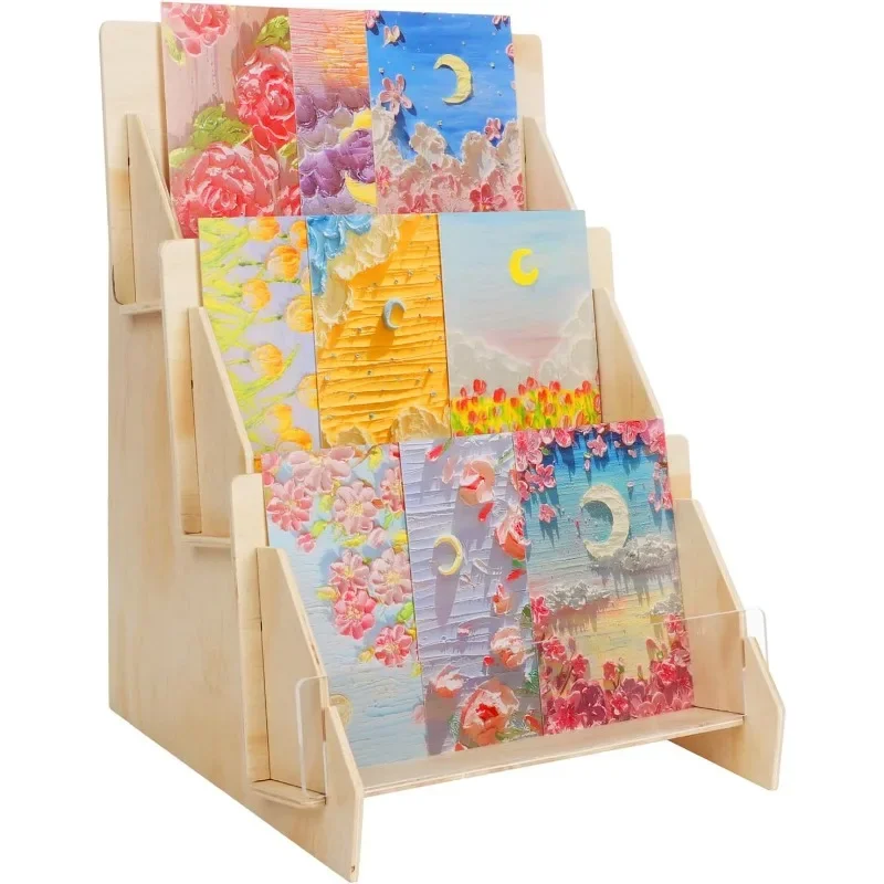 

White New Drawer MakeupDisplay Stand, 3-Tier Sticker Display Holder for Cards Postcard Photos Brochure,Show items,DIY decoration