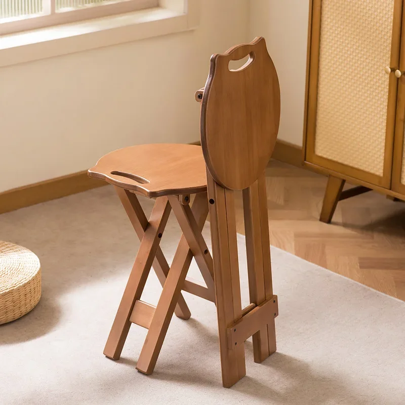 Multi-functional Foldable Stool Household Tall Round Stool Portable Thickened Mazar Kitchen Eating Back Chair Bar High Chair
