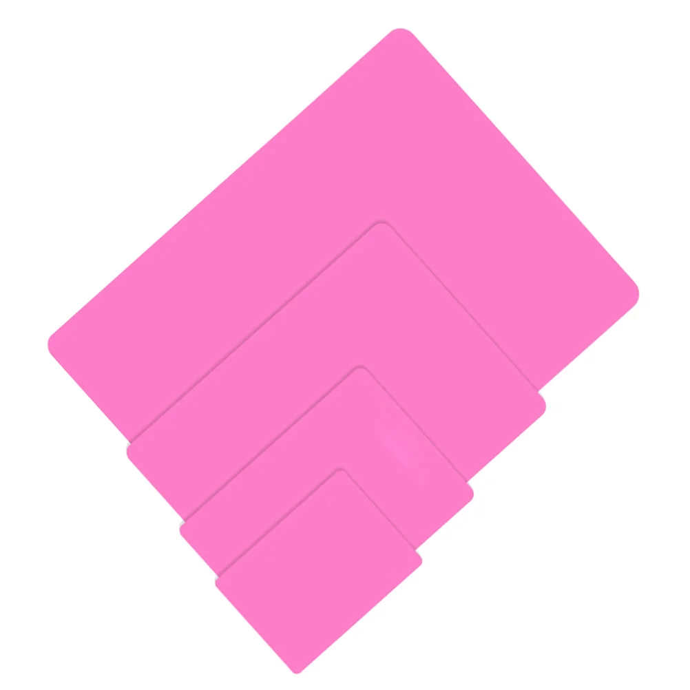 

4PCS Resin Mold Silicone Mat Keep Desk Clay Mat for DIY Handwork Pendant Making Jewelry Casting - Size XL/L/ /S (Pink)