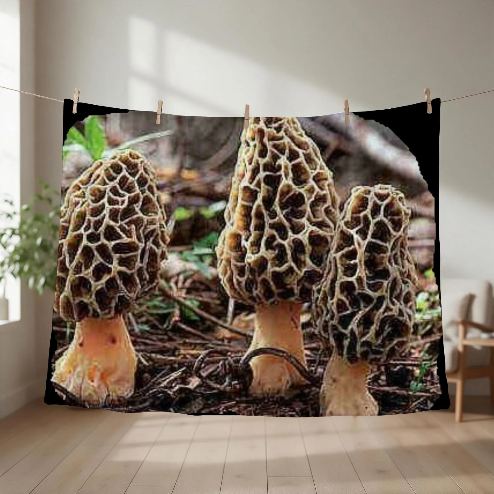 MOREL MUSHROOMS Throw Blanket Custom bed plaid Plaid Flannels Blankets