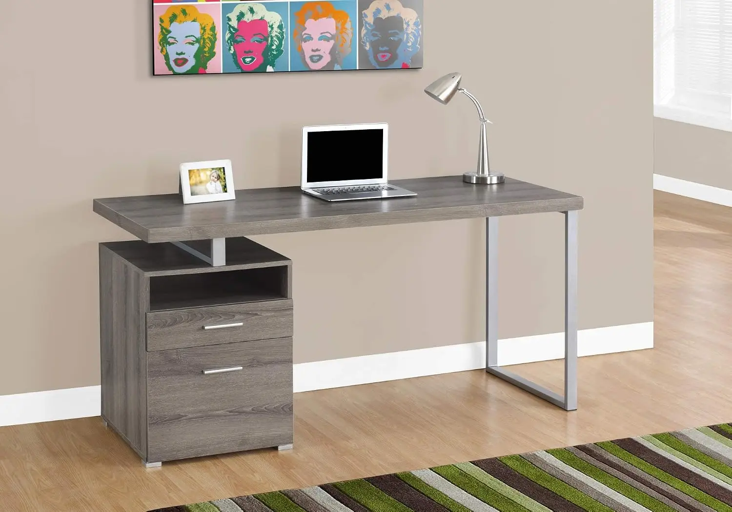 Computer Writing Desk with Drawers Open Shelf & File Cabinet Left Right Setup 60