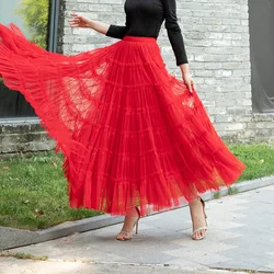 80-90cm Puffy Tulle Skirts For Women Big Hem Prom Party Custom Made Ruffles Patchwork Long Length Layered Skirt