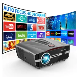 Proyector de TV 4K para teléfono inteligente Android 9,0 Bluetooth Wifi para proyectores de cine en casa proyector de haz de vídeo para exteriores 1480ANSI