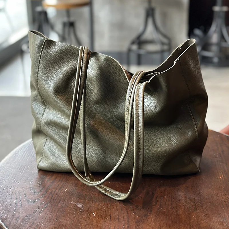 

Head Layer Cowhide Tote Bag for Woman Shoulder Bag Casual Shopping Bags Simple Designer Bags Class Bags for Girl Bolsos Mujer