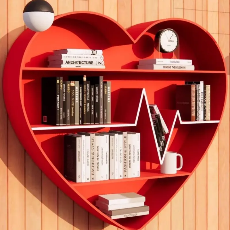Creative Wrought Iron Letter Shaped Floor Standing Bookshelf Decorative Display Shelf for Home Living Room Study