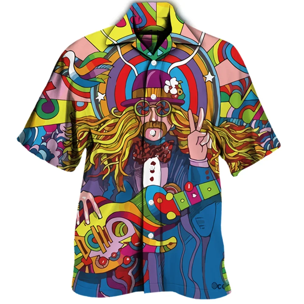 Summer Men's Shirts Hawaiian Shirt 3D Mayan Totem Printing Outdoor Street Short Sleeve Men Fashion Clothing Streetwear Summer