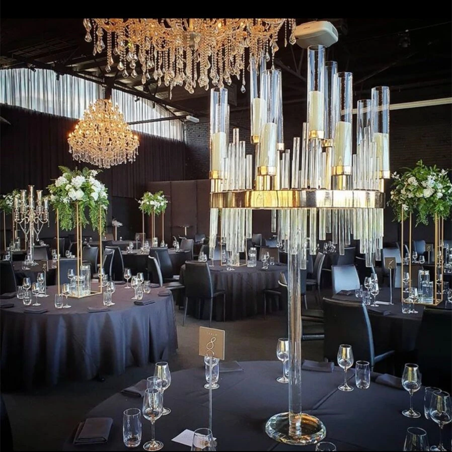

Luxury Party Decoration 9 Heads Metal Candlestick Wedding Table Centerpieces Flower Vases Road Cited Candle Holders 4Pcs