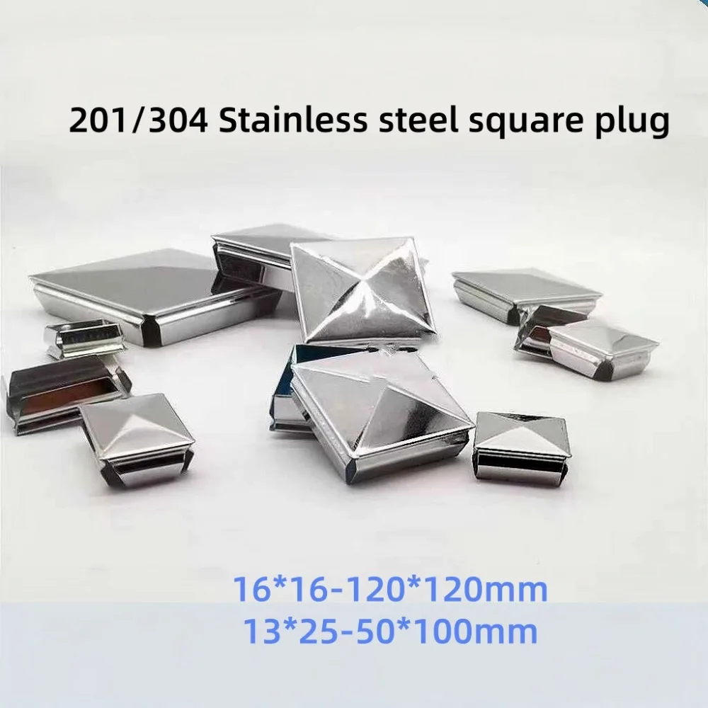 Decorative Square Tube Hole Sealing Cover 201/304SS Pyramid End Plug16*16-120*120mm Wear-resistant Table Chair Square Pipe Parts