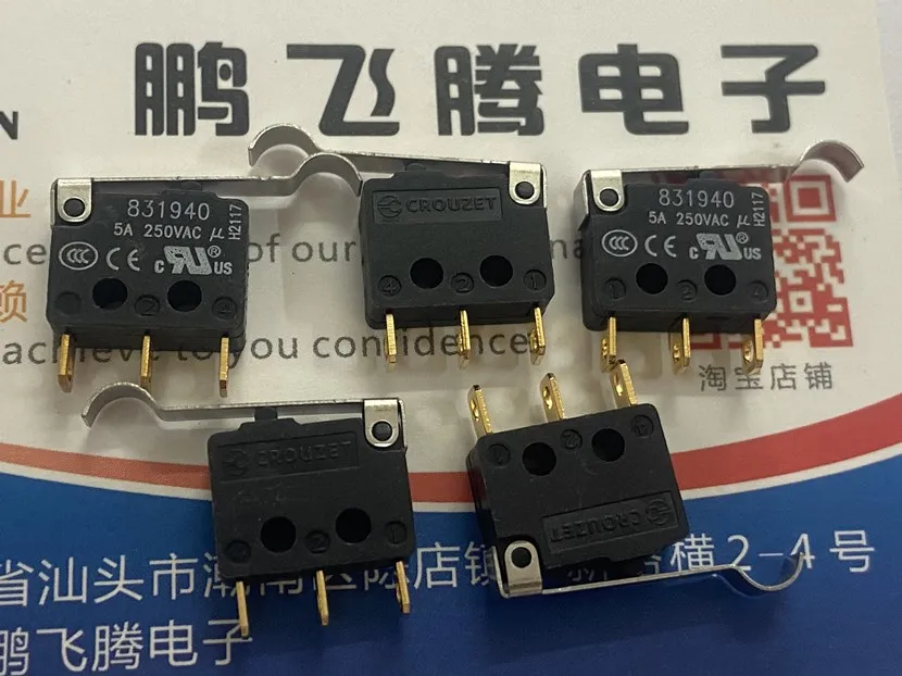 1PCS France 83194015 Small micro switch Travel Limit Switch 3 pins with R handle 3 pins Gold plated feet 5A50VAC