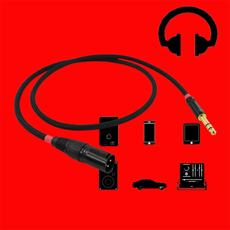 Carare 프리미엄 밸런스드 인터커넥트: 헤비 게이지 트리플 코어 6.35mm TRS - XLR 케이블(블랙 & 골드) ​
