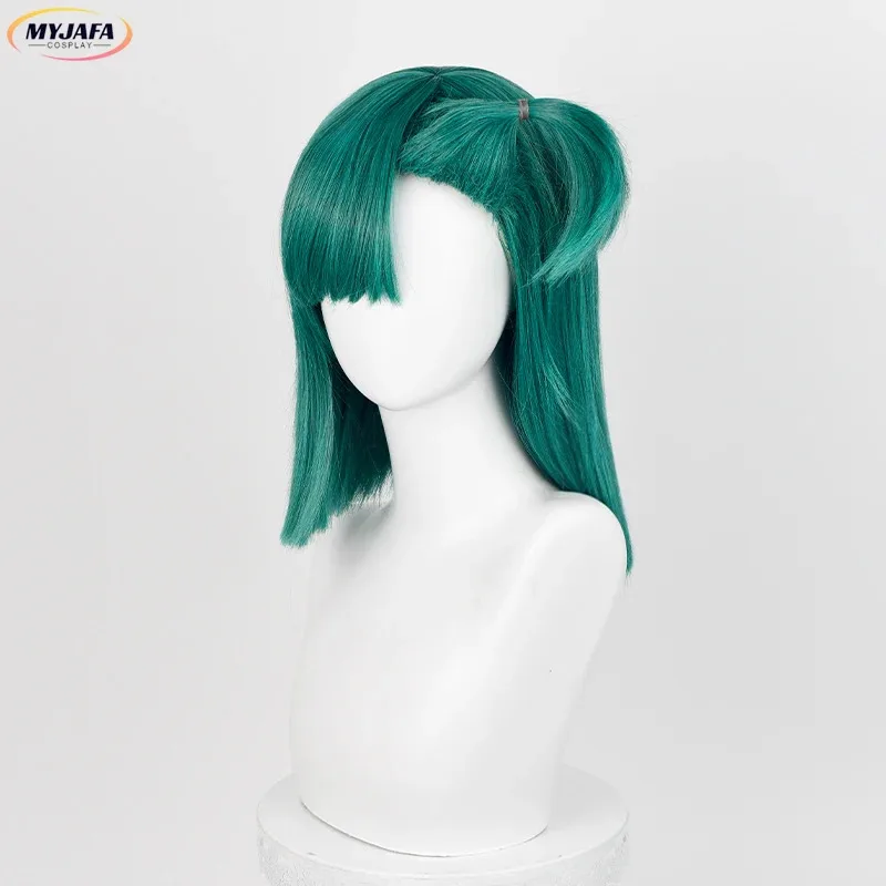 CyBulma Cosplay Wig Anime Buruma Short Green With Accessory  Heat Resistant Synthetic Hair Halloween Party Wigs + Wig Cap