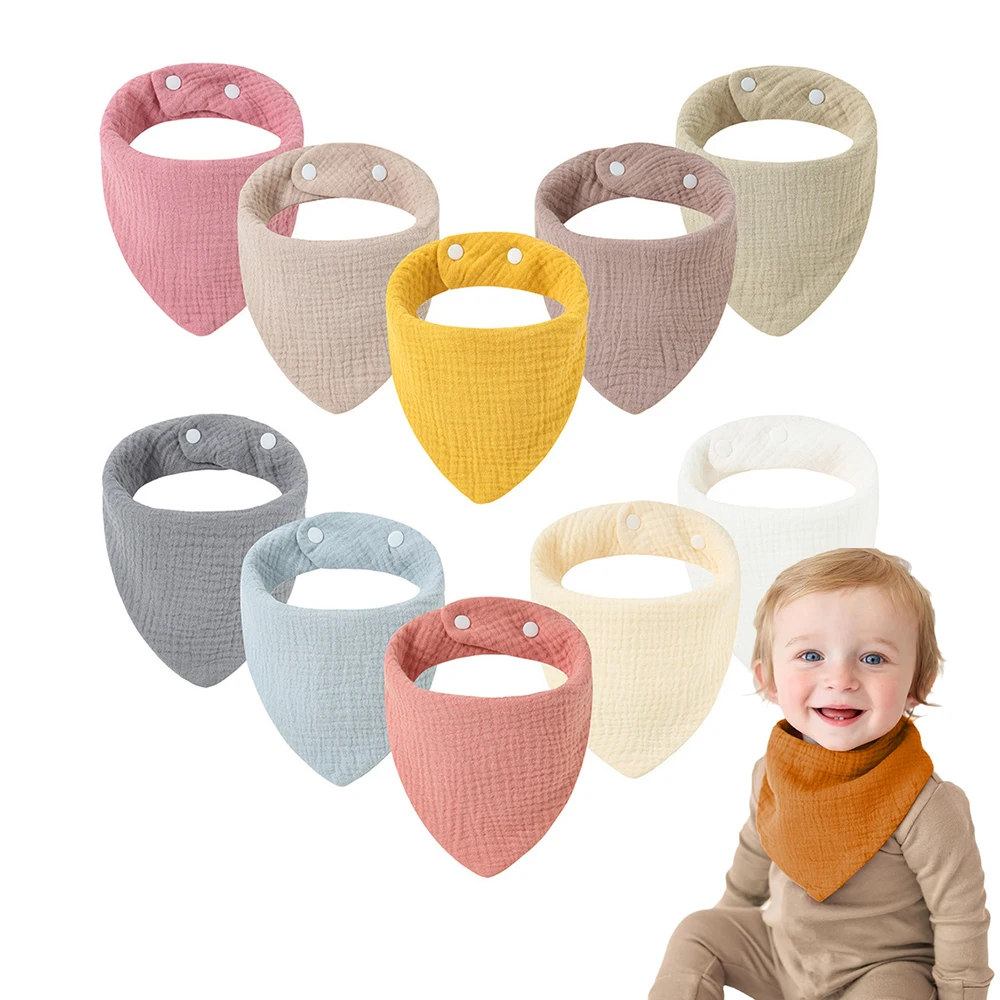 

3 шт. детские нагрудники, мягкие, впитывающие слюнявчики и еда с застежкой на пуговицы, смешанные цвета, идеально подходят для младенцев и малышей, однотонные нагрудники