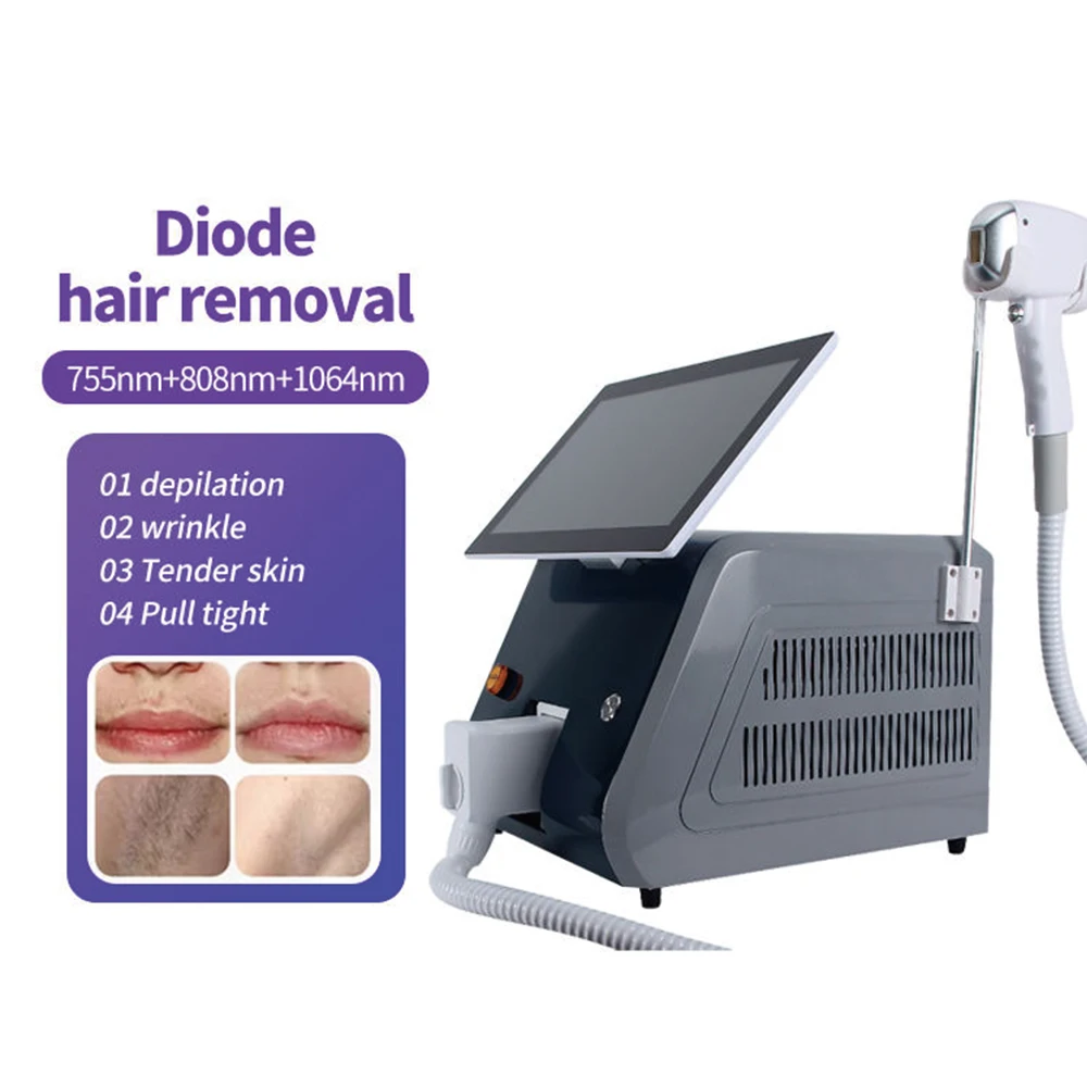 Painless Laser Hair Removal Diode Machine Painless 808nm Deep Face Acne Scar Removal 3 Wavelength