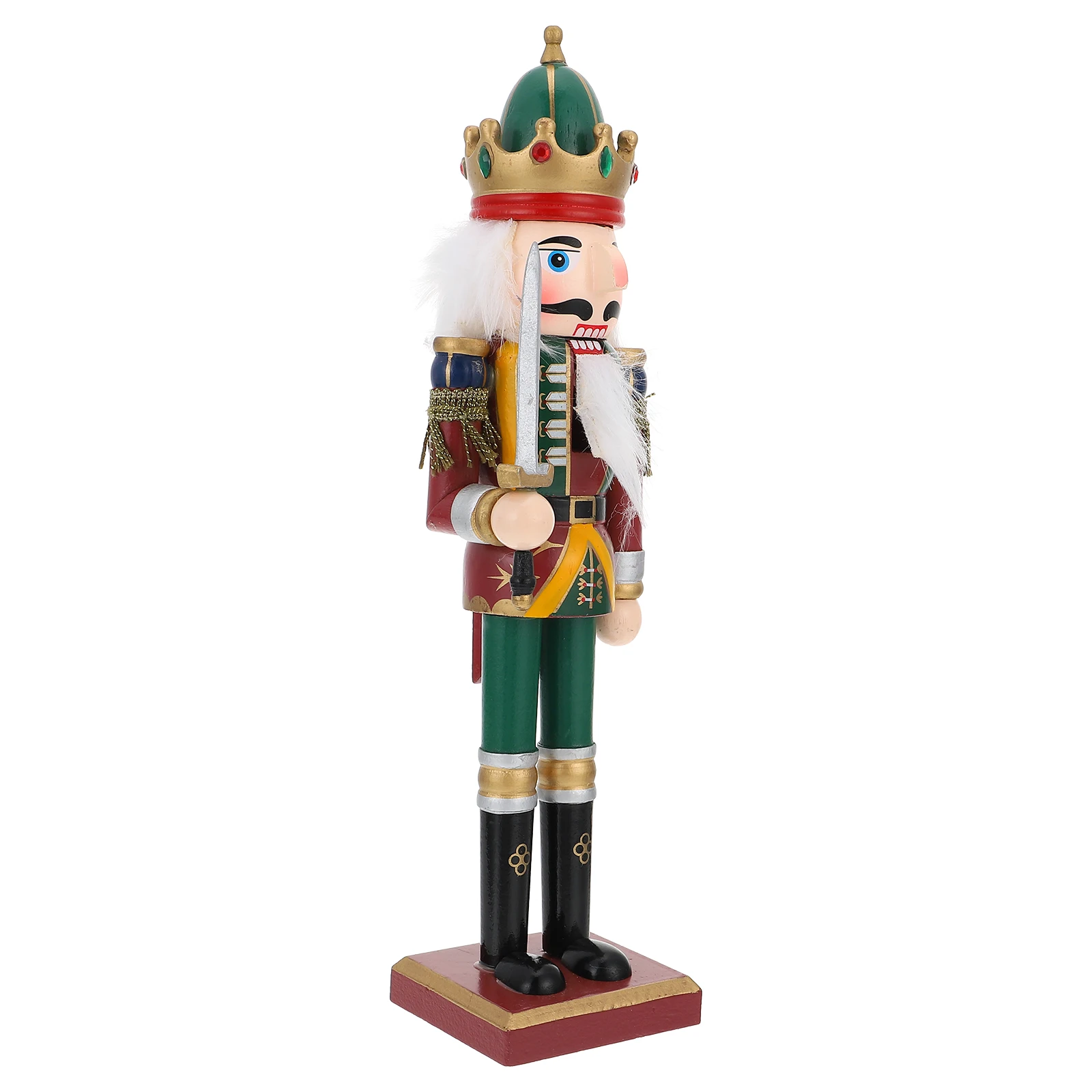 

1pc Wooden Nutcracker Decor Festive Home Party Decoration Craft Ornament For Christmas Holiday Desktop Display Walnut
