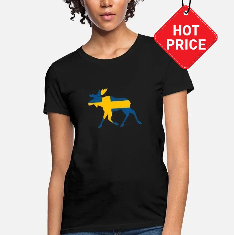

Sweden Moose with The National Flag Inside Women's T-Shirt