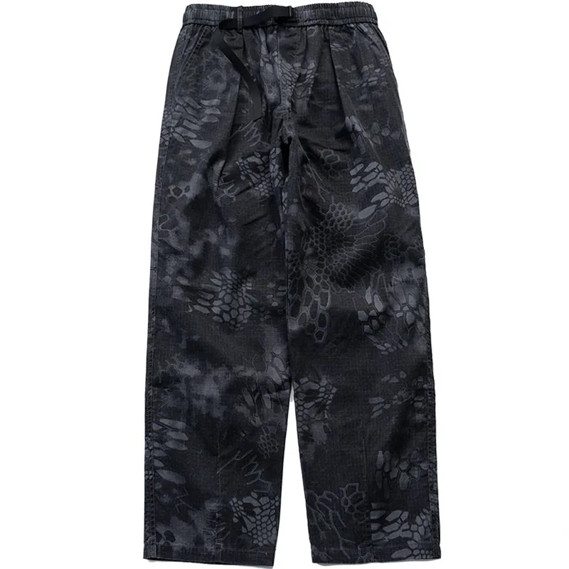 

Personalized Python Pattern Black Gray Camouflage Straight Leg Elastic Waist Casual Pants for Men