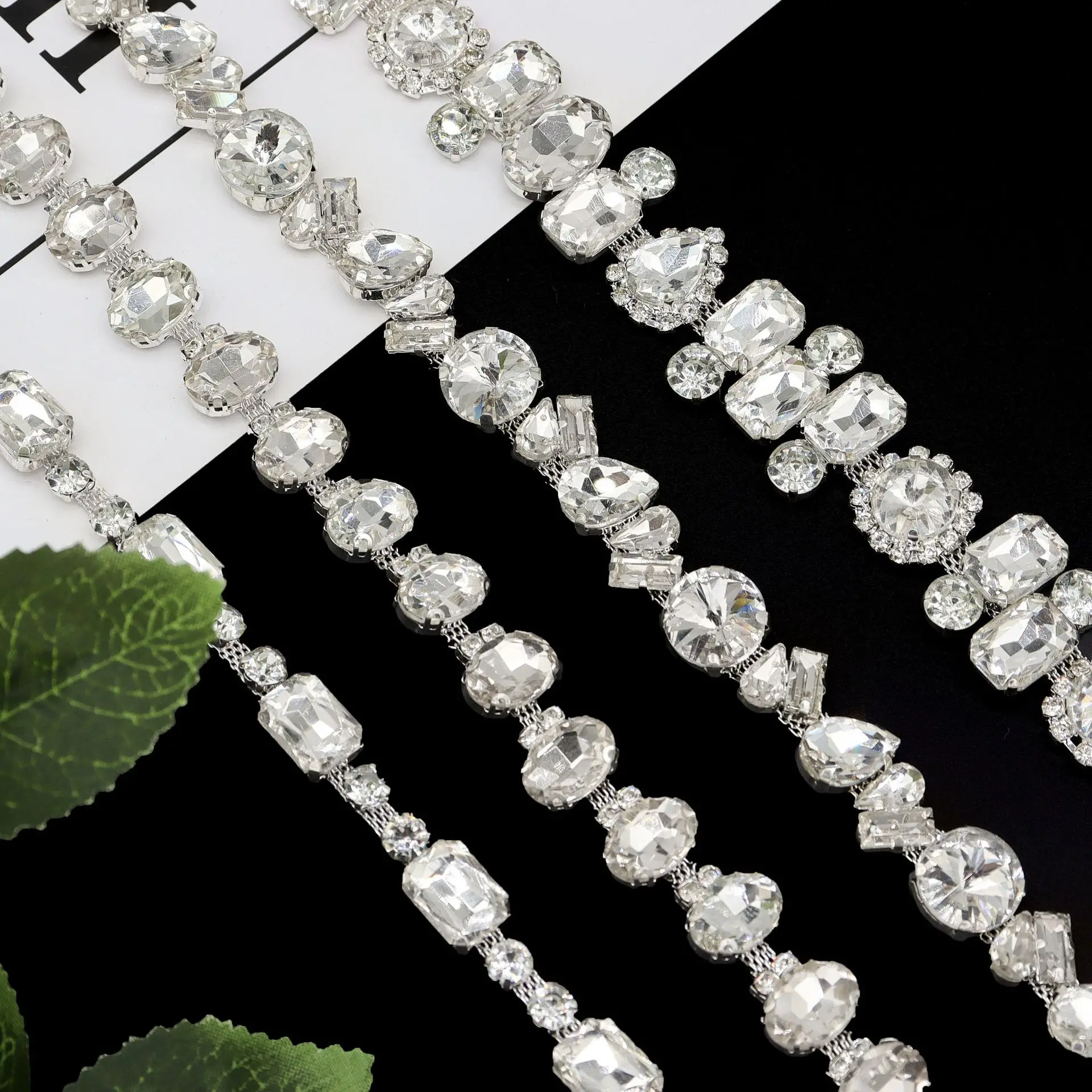 

10Yards Rhinestone Chain Crystal Diamond Accessories DIY Crafts Wedding Decoration Gift Irregular Silver Rhinestone Ribbon