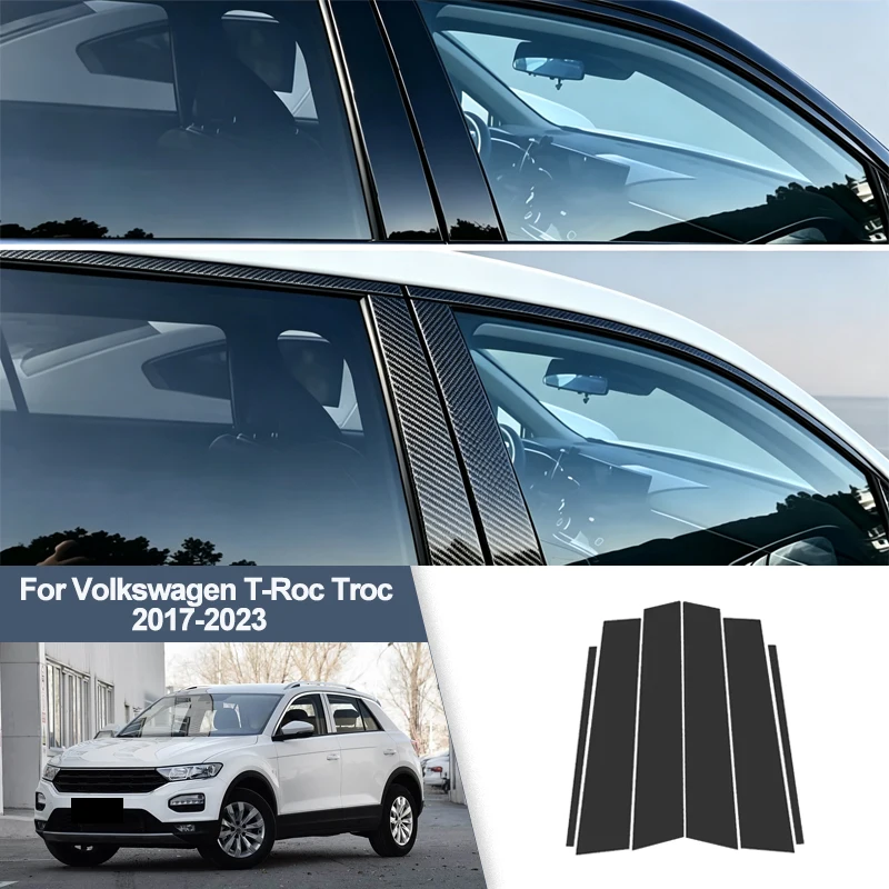For Volkswagen T-Roc Troc 2017-2023 B/C Pillar Post Stickers PC Window Middle Pillar Trim Decorative Car Exterior Protect Parts