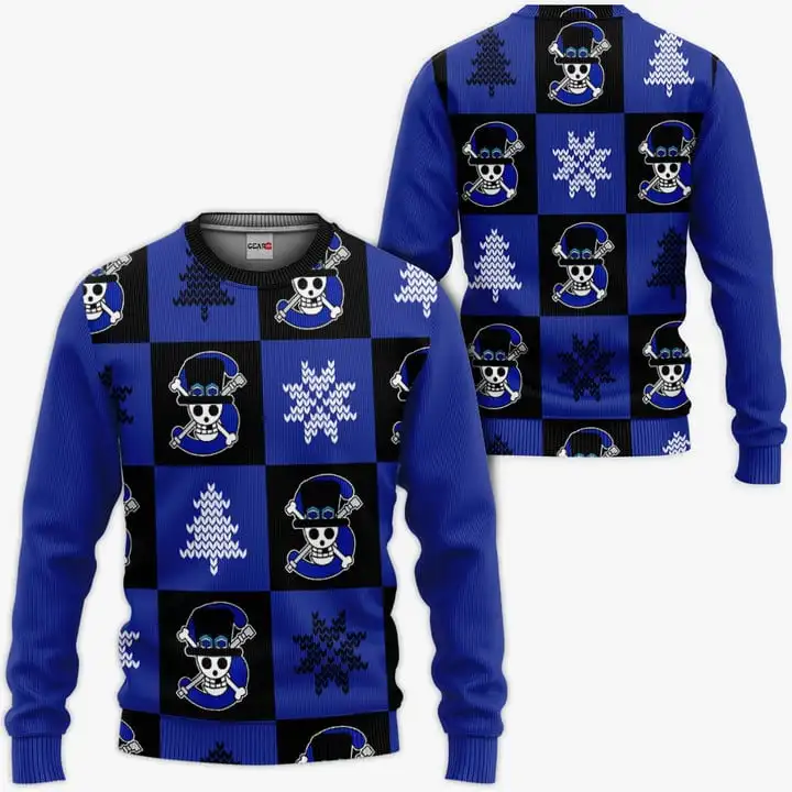 Neuer Pullover, japanischer Anime-Ruffy Zoro Bandai, einteiliger 3D-Hoodie, Weihnachtstrikot, Rundhals-Shirt für Männer und Kinder