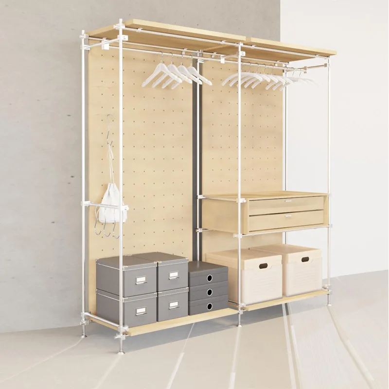 Floor-to-ceiling birch coat rack Bedroom open wardrobe optical shaft clothing rack porch storage Stainless steel hanger