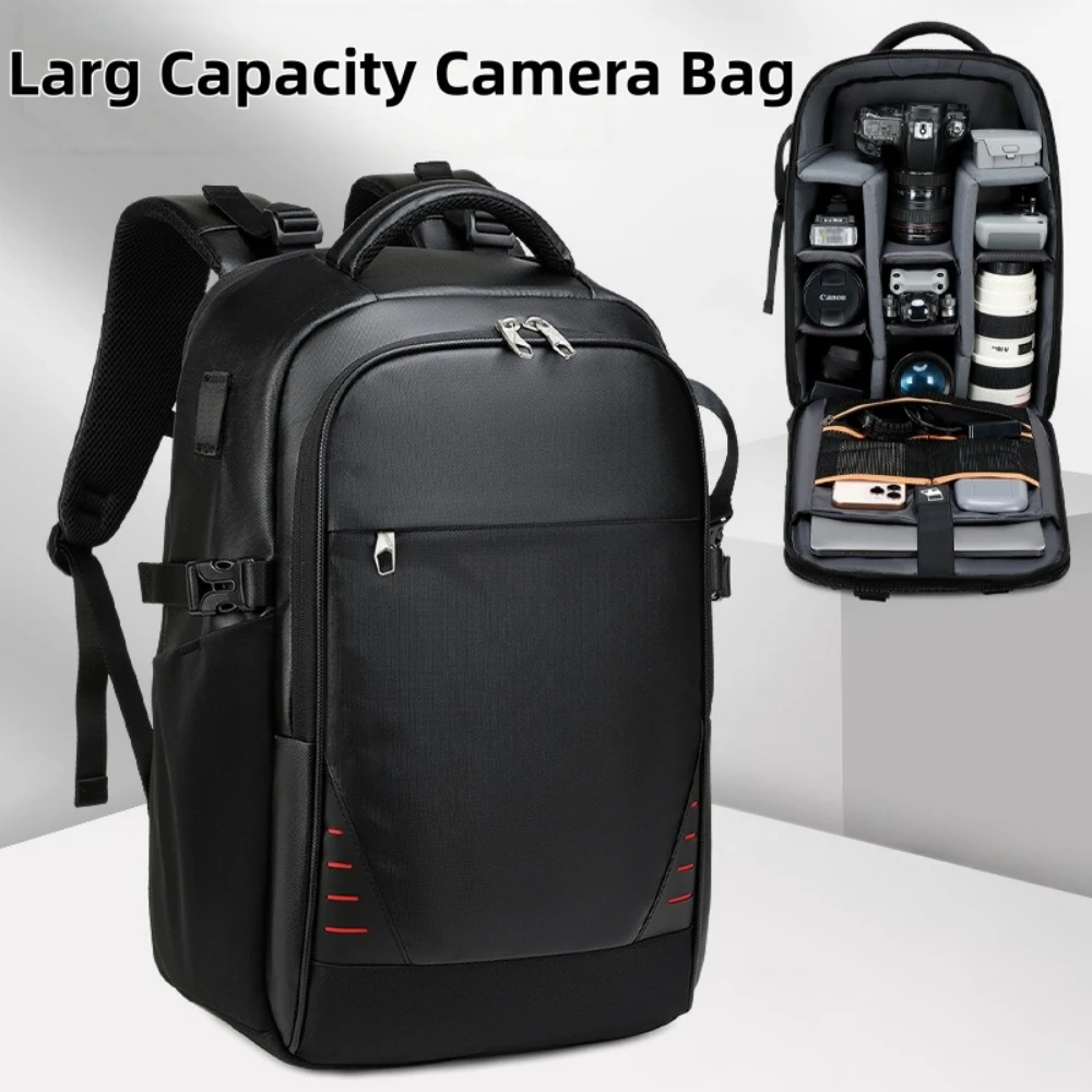 DSLR Drone Camera Backpack Big Capacity Waterproof Photography Bag 16in Laptop Compartment Tripod Holder Anti-Theft Cam Backpack