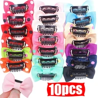 10 Uds. De lazo de cinta de grogrén de Color sólido, pinzas para el cabello para niños, lazos hechos a mano, pasadores para niñas, horquillas, accesorios para fotos, juegos de regalo
