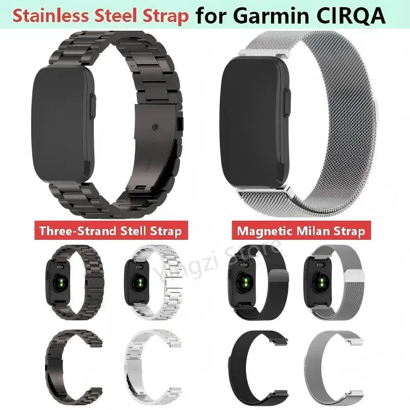 Pulseira de Aço Inoxidável para Smartwatch Garmin CIRQA, Bracelete Magnético Milanese Ajustável para Pulseira Inteligente Garmin Cirqa