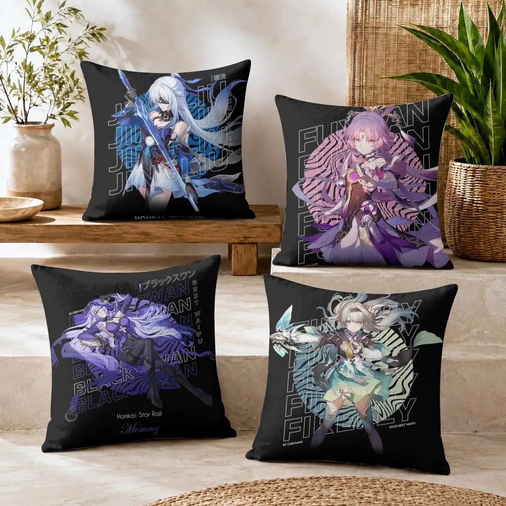 Collapse Star Iron Three Treasures Crystal Kafka Cushion Cover Soft Short Plush Double-Sided Printing Home Decor Pillow Case