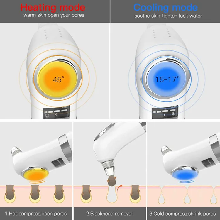 مكتبة ذكية للعناية بالوجه، مزيل الرؤوس السوداء ومنظف المسام، مزيل مكياج لتدليك الوجه البارد الساخن، بلاك بيوت #3